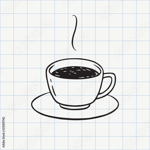Tea or coffee cup doodle icon. Hand drawn line sketch in vector