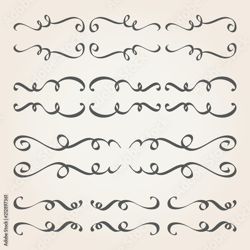 Calligraphic elements and page decoration. Vintage dividers, borders, frames