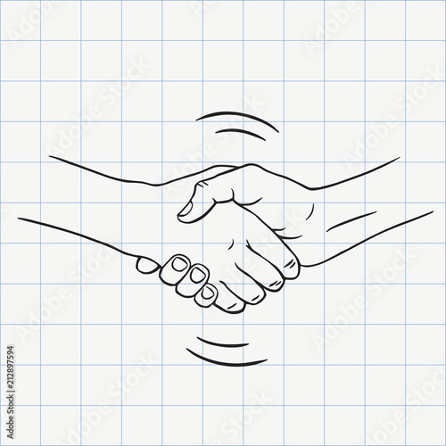 Handshake outline doodle icon. Hand drawn sketch in vector