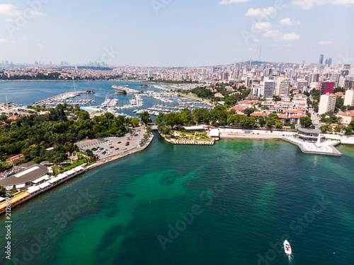 Aerial Drone View of Fenerbahce Park in Kadikoy / Istanbul Seaside. photo