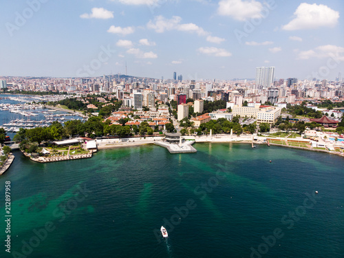 Aerial Drone View of Fenerbahce Park in Kadikoy / Istanbul Seaside. photo