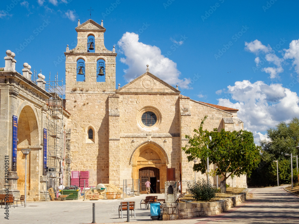 Facade and bell gable of the church - San Juan de Ortega, Castile and León, Spain