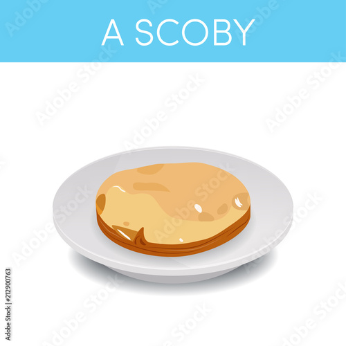A SCOBY on a saucer, vector photo