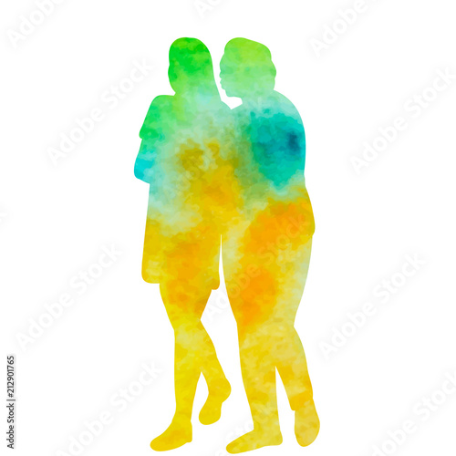 watercolor silhouette people