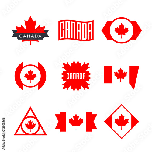 Canada flag, logo design graphics with the Canadian flag and red maple leaf