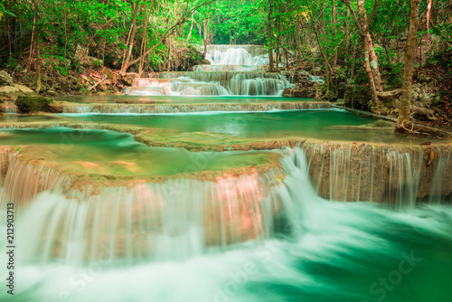 waterfall at Huay Mae Kamin National Park in Thailand © calcassa