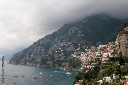 Beautiful view of Positano and the Amalfi Coast with a dramatic sky, Campania, Italy © Marco Taliani
