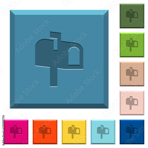 Mailbox engraved icons on edged square buttons