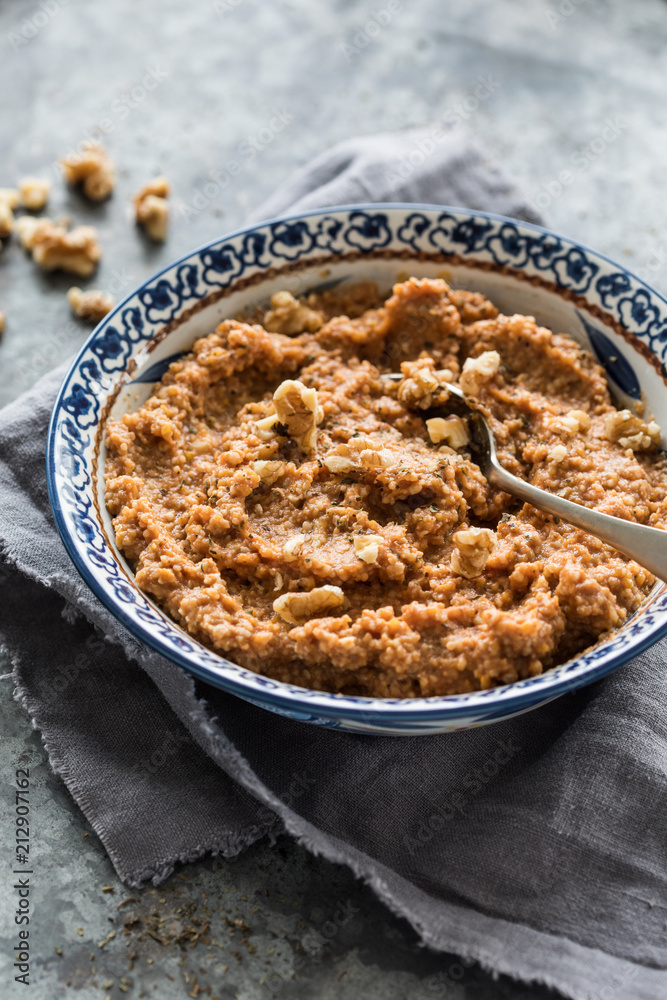 Bowl of muhammara spread Bowl of muhammara spread