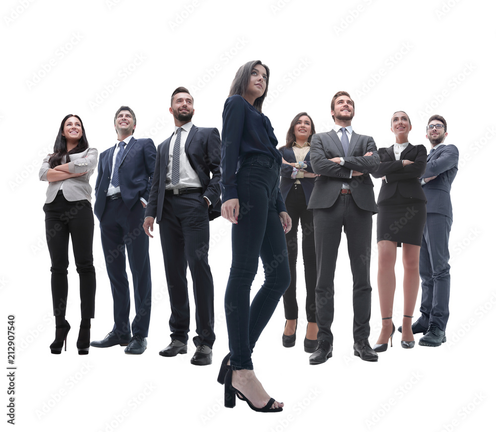 Obraz premium happy successful business team isolated on white background