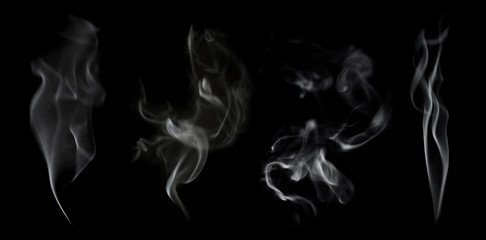 White smoke on black background