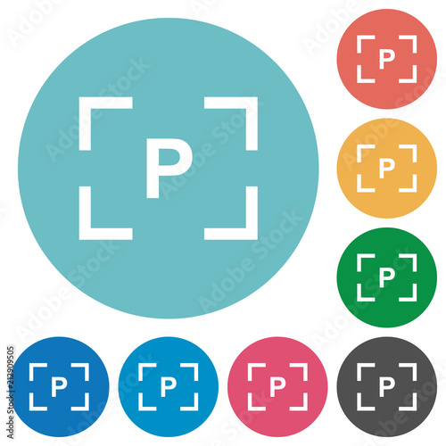 Camera program mode flat round icons