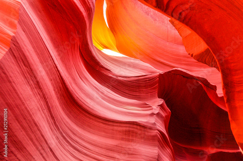 Descending Wave of Sandstone Falls Into Antelope Slot Canyon in Page, Arizona