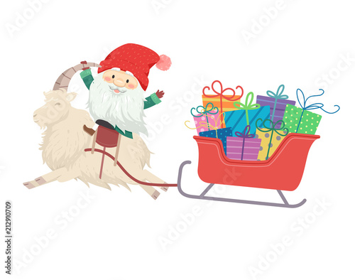 Man Tomte Yule Goat Sleigh ...