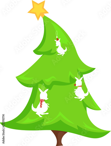 Xmas Tree Kangaroo Decor Illustration