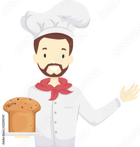 Panettone Man Chef Illustration