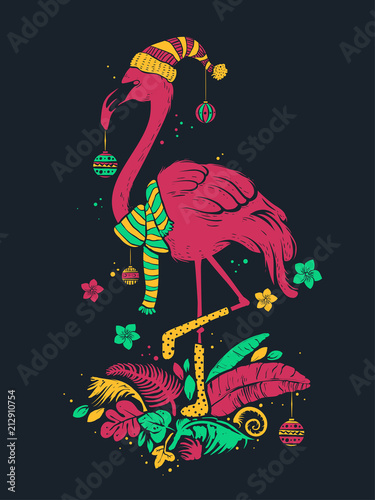 Tropical Christmas Flamingo...