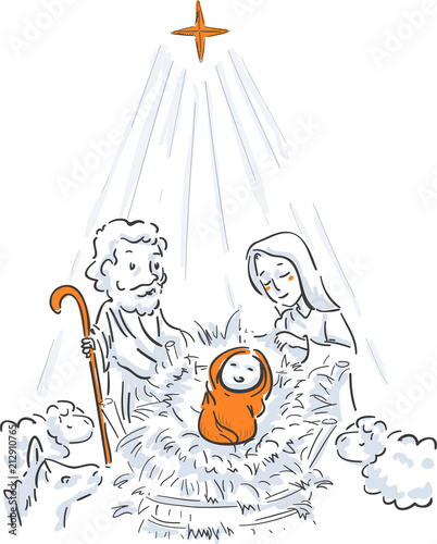 Jesus Birth Xmas Illustration