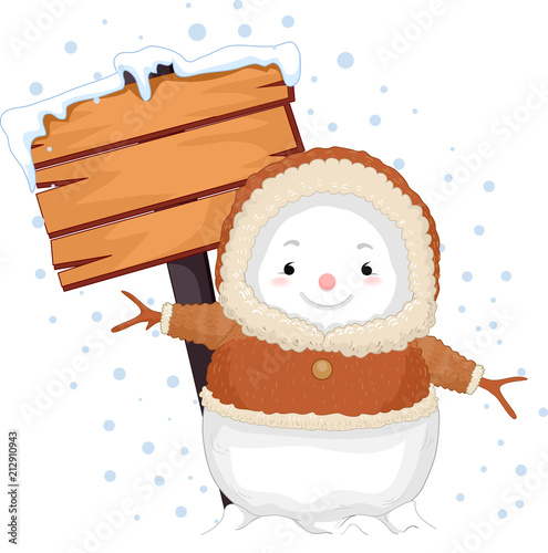 Snow Man Eskimo Signage Illustration