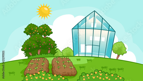 Green House Garden Illustration