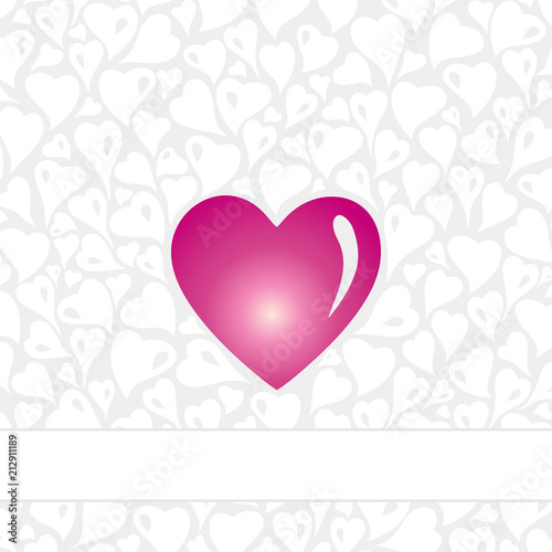 Valentine card design  decorative in vintage style  with stylized heart elements in gray and pink with copy space