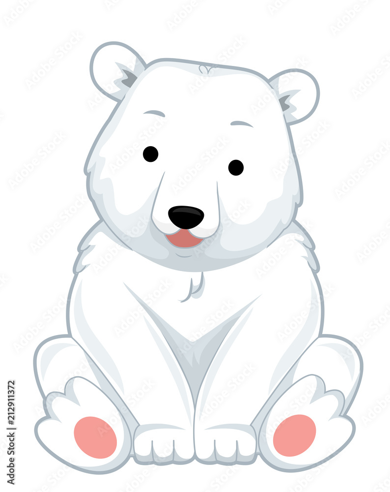 Naklejka premium Polar Bear Sit Illustration