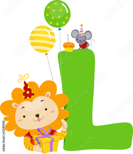 Lion Birthday Alphabet Illu...