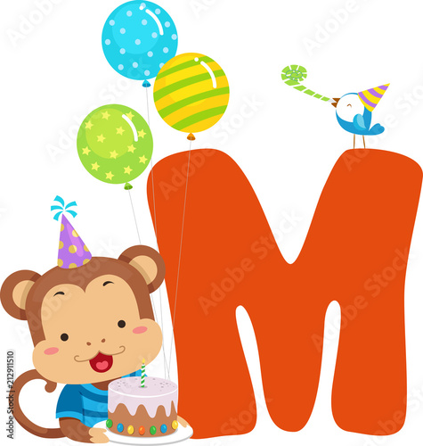 Monkey Birthday Alphabet Il...