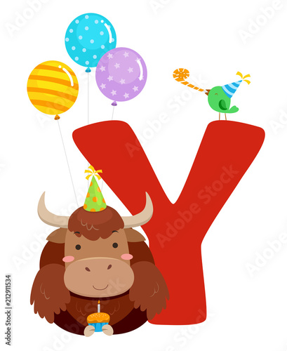 Yak Birthday Alphabet Illus...
