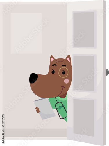 Dog Pet Vet Door Illustration