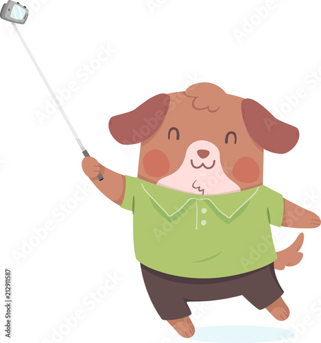 Dog Selfie Stick Illustration