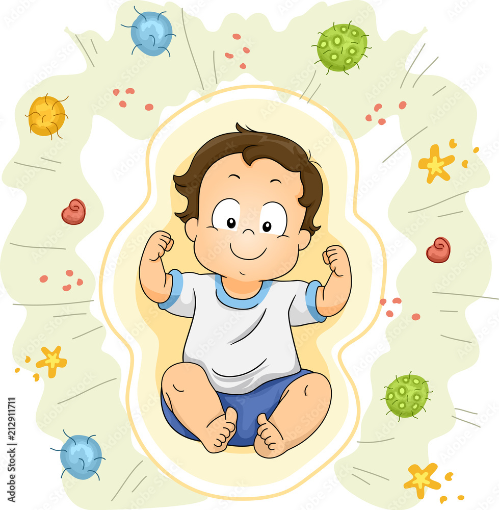 Toddler Boy Protect Virus Immune System Stock Vector | Adobe Stock