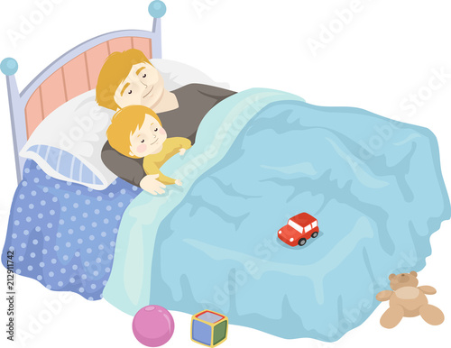 Toddler Boy Dad Sleep Illus...