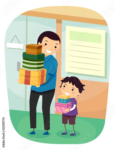 Stickman Kid Boy Father Sho...