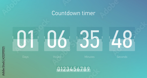 Flip countdown clock counter timer, coming soon or under construction web site page time remaining count down photo