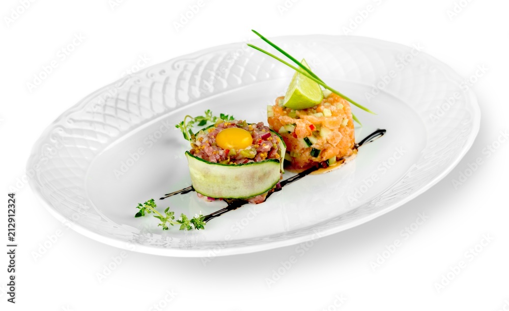 Appetizer on the White Plate Isolated Appetizer on the White Plate Isolated