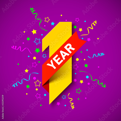 One year anniversary celebration card design