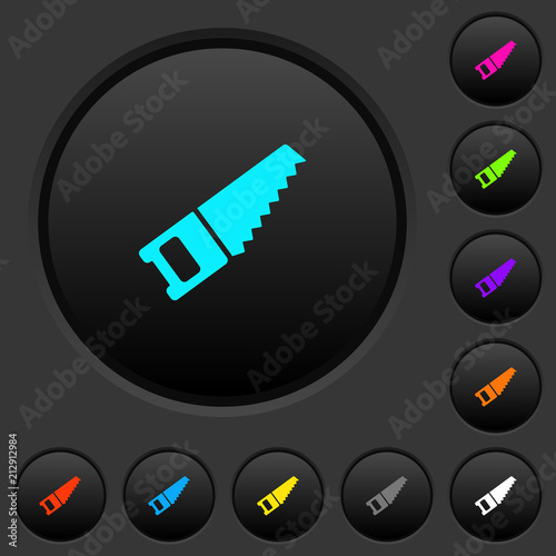 Hand saw dark push buttons with color icons
