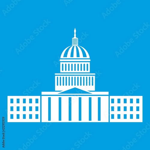 Capitol icon white isolated on blue background vector illustration