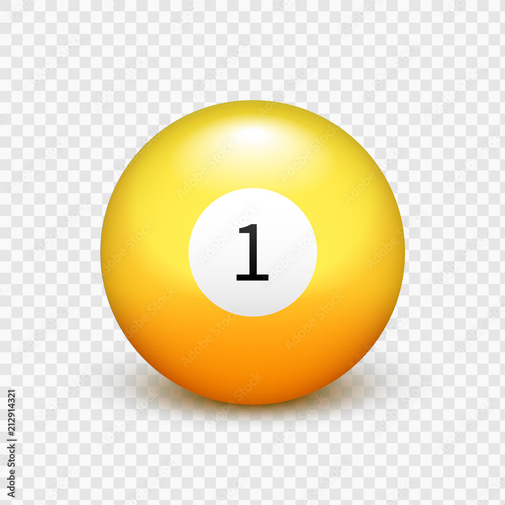 Stock vector illustration yellow ball for billiards Isolated on a