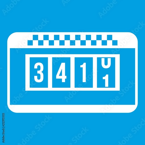 Taximeter icon white isolated on blue background vector illustration