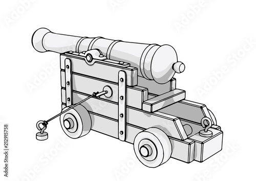 sketch of an old cannon vector