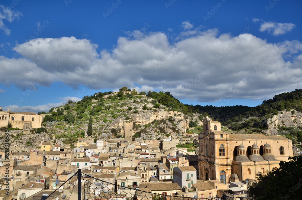 Panoramic view of Scicli, Sicily, one of the symbolic cities of Italian baroque, along with other 7 Val di Noto‘s villages