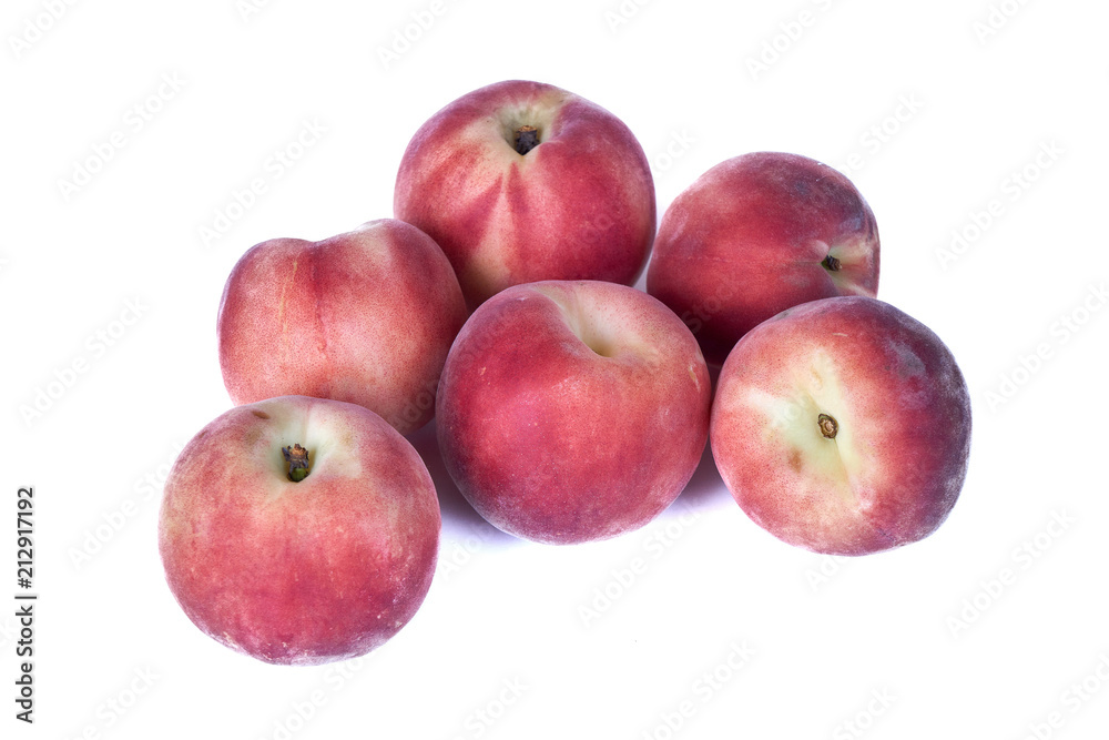 Ripe tasty peach fruit isolated on white background