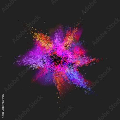Colorful Paint Explosion illustration. Color Burst isolated on a black background © Snegirev_Ivan