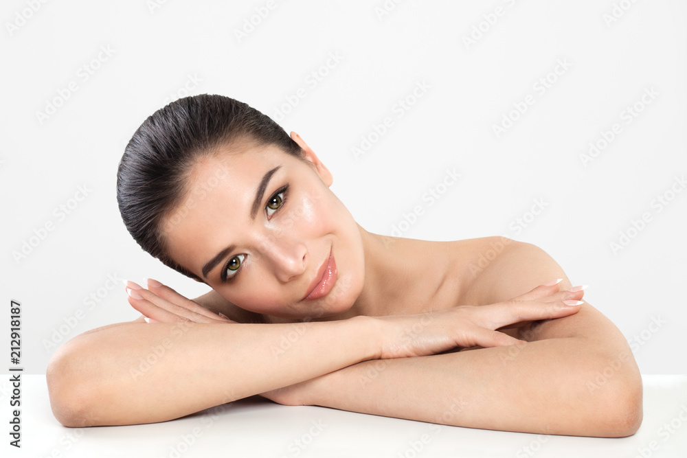 Beautiful Spa Woman with Healthy Skin on White Background, Spa Beauty Beautiful Spa Woman with Healthy Skin on White Background, Spa Beauty