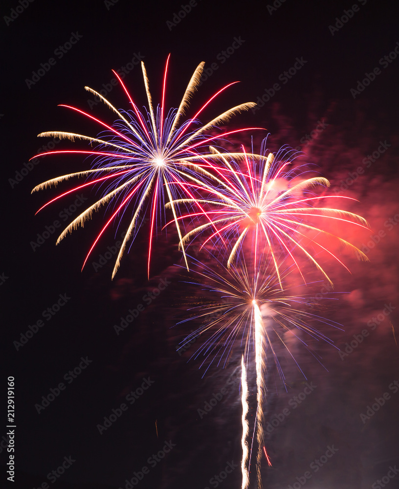 Colorful Fireworks Display on a Black Background