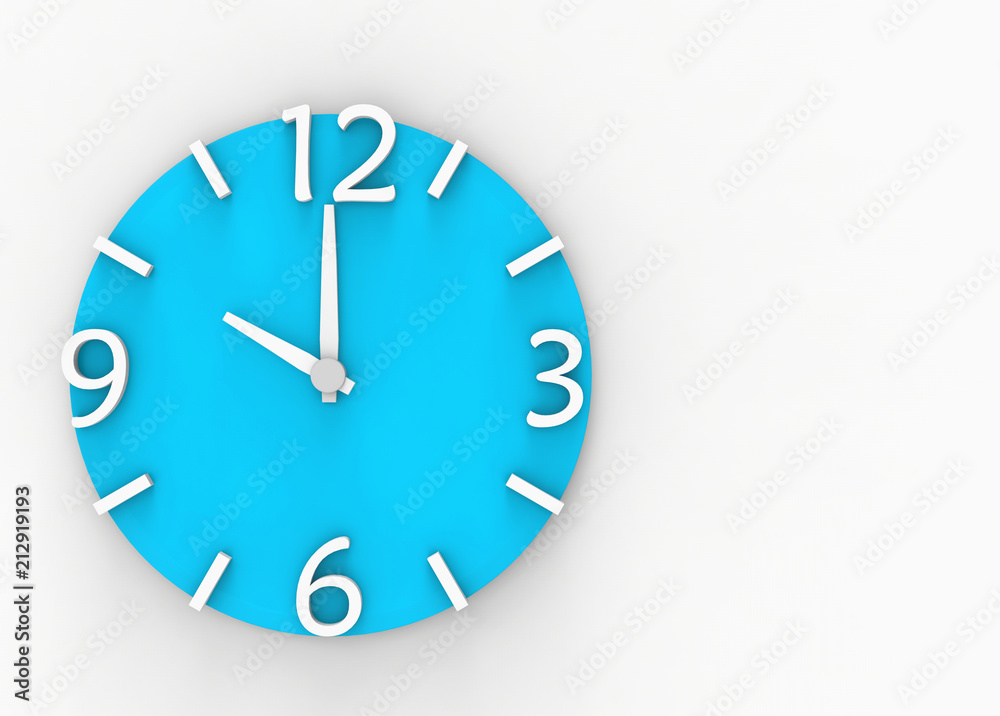 3d rendering. blue modern clock on copy space gray background. 3d rendering. blue modern clock on copy space gray background.