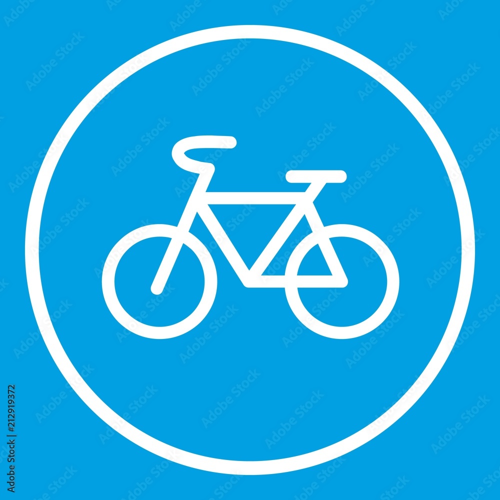 Sign bike icon white isolated on blue background vector illustration Sign bike icon white isolated on blue background vector illustration
