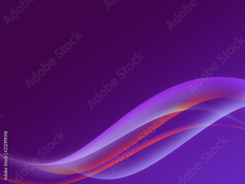 Abstract header color wave design element with purple lighting effect. Purple line and wave.